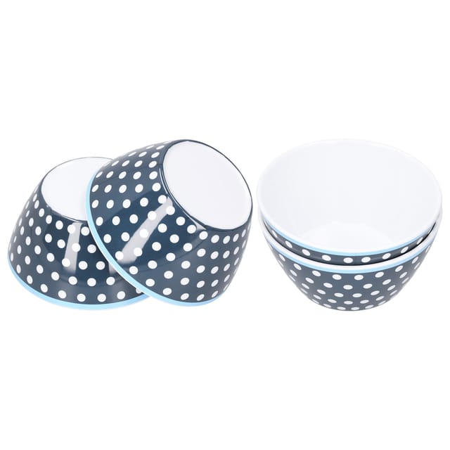 4er-set Salatschüsseln, 14,6 Cm, Dunkelblau Gepunktetes Melamingeschirr, Stoßfest, Für Küche, Restaurant, Hotel