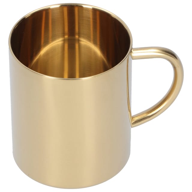 Doppelwandiger, Hitzebeständiger Kaffee-/teebecher Aus Edelstahl 304 Mit Henkel, 400 Ml (gold)
