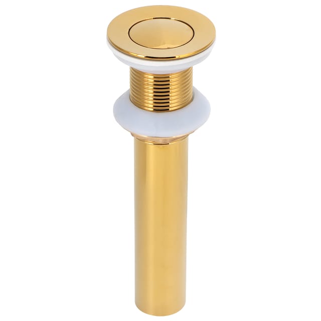 Waschbeckenablauf Ohne Überlauf, Verstopfungsfrei, Messing Und Edelstahl, Goldfarben, 6 Cm X 19 Cm, Ohne Abflussloch, 1 Stück