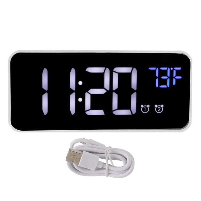 Led-digitalwecker Mit Thermometer Und Schlummerfunktion, Usb-ladefunktion, Silber, Für Schlafzimmer Oder Büro