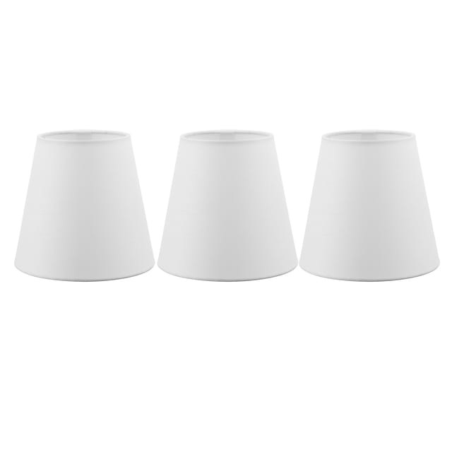Set Mit 3 Weißen Leinen-klemmlampenschirmen Für Kerzenlampen, E14-fassung, 140 X 130 X 90 Mm, Moderner Europäischer Stil