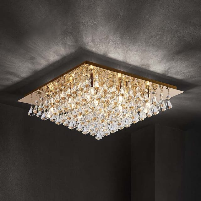 [gebraucht] B-ware Lindby Deckenleuchte Kristallleuchte Rimedia Led Lampe Dimmbar Gold Ø55cm