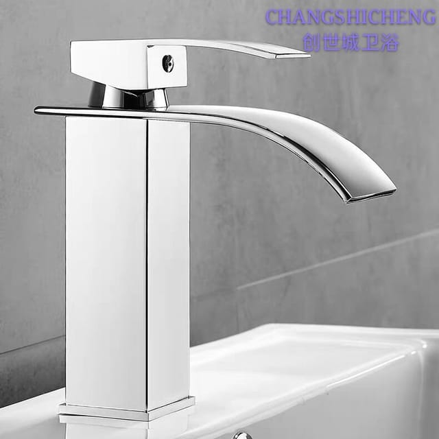Aufsatzwaschbecken/waschbecken/handwaschbecken/waschbecken Im Wasserfallstil, Komplett Aus Kupfer, Mit Warm- Und Kaltwasserhahn Für Waschtisch/toilette - Galvanisiertes Modell, Ohne Rohr.