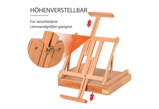 Vinsetto Staffelei Atelierstaffelei Winkelverstellbar Faltbar mit Schublade, Natur 42 x 36 x 12,5 cm