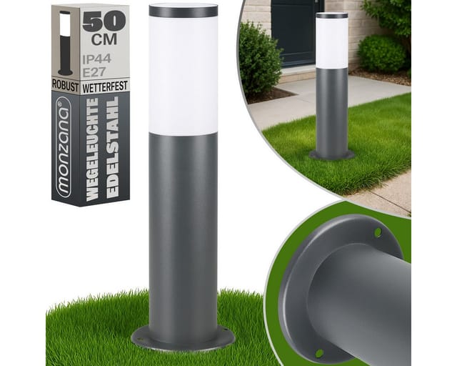 monzana Gartenleuchte, Außenleuchte, Edelstahl 50cm Strom Außenlampe Pollerleuchte Stehend Außen Anthrazit