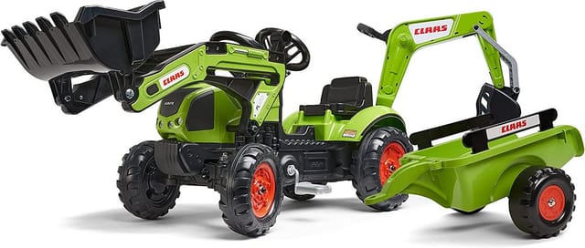 Falk Toys Trettraktor Falk F2040N Claas Bagger mit Tiefenlöffel und Anhänger