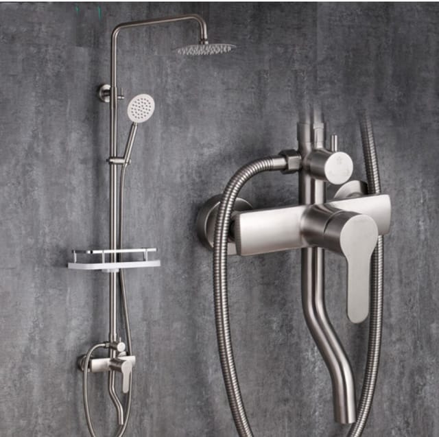 Duschset Aus Edelstahl 304 Mit Drei Geschwindigkeitsstufen, Warm- Und Kaltwasserhahn, Druckbrausekopf Für Das Badezimmer Und Handbrause – Drei-stufen-duschkopf Mit Vier Strahlrichtungen