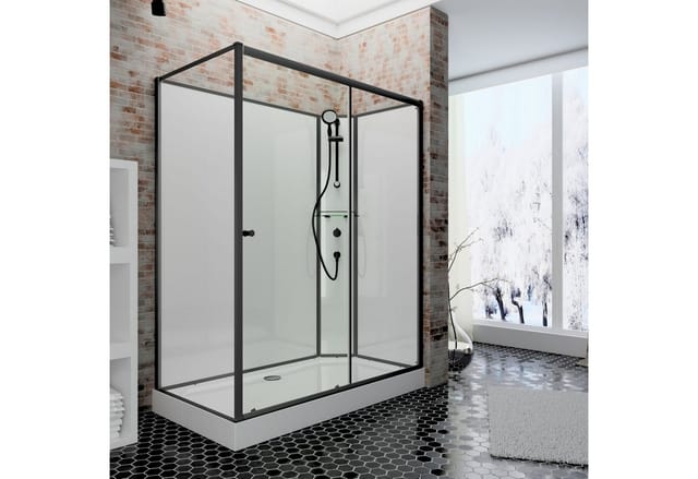 Schulte Komplettdusche Ibiza, BxT: 90x120 cm, 5 mm Sicherheitsglas, Komplett-Set, inkl. Duschwanne (13,5 cm hoch), Eckdusche, Schiebetür