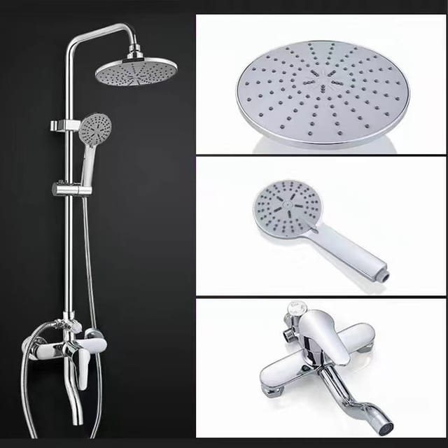 Einbau-duschkopf-set Aus Messing Für Badezimmer, Erhöhte Dusche, Badewanne, Mischbatterie - Kleiner Galvanisierter Spiegel, Drei Geschwindigkeitsstufen.