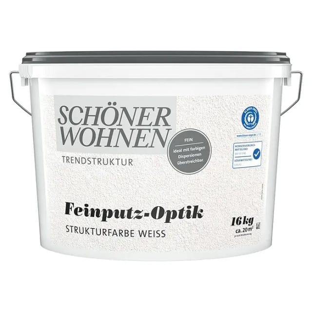 SCHÖNER WOHNEN FARBE Wandfarbe Schöner Wohnen Feinputz-Optik fein 16,0 kg weiß, Strukturfarbe