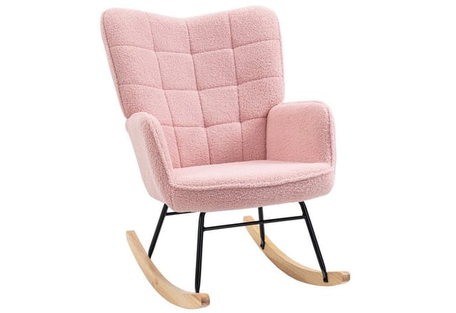 HOMCOM Schaukelstuhl Akzentstuhl, Wohnzimmersessel für Schlafzimmer (Schwingsessel, 1 St), für Wohnzimmer, Rosa