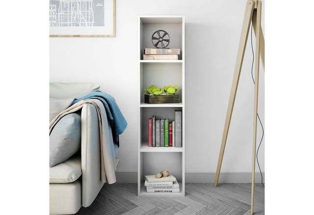Mondeer Bücherregal Standregal, Wandregal, Bücherschrank aus Holz mit 4 Fächer, 30x30x120cm, Weiß