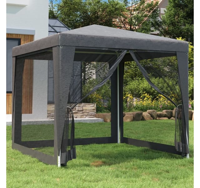 furnicato Partyzelt 250x250x245 cm Anthrazit mit wasserfestem HDPE-Dach