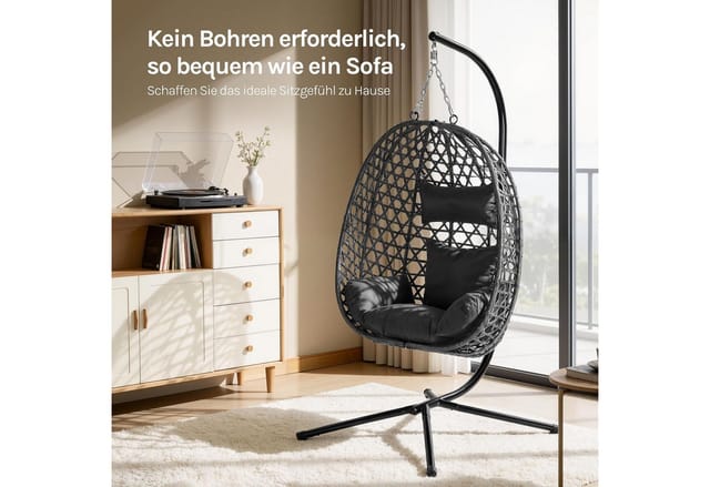 Woltu Hängesessel (1-St), mit Kissen und Kopfstütze, bis 150kg belastbar