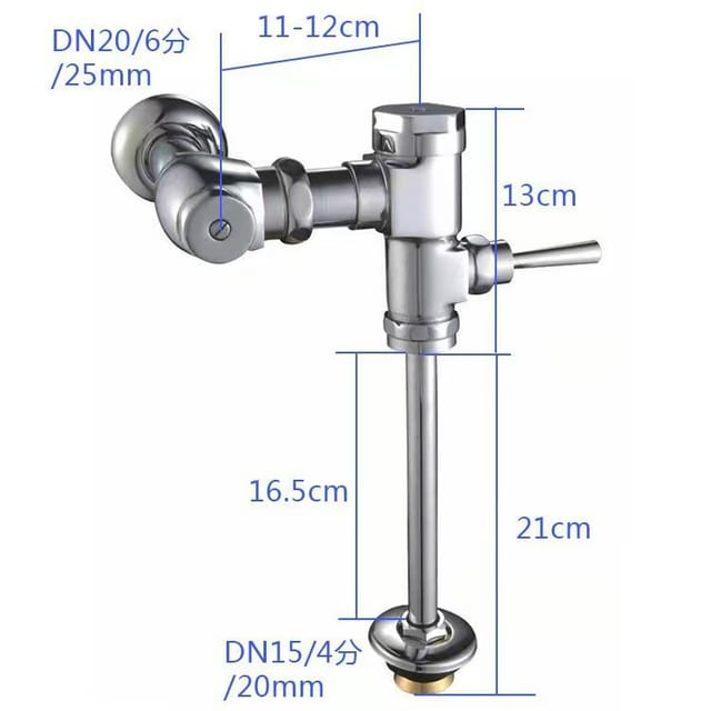 Wandmontiertes Wc-spülventil, Manueller Druckknopfschalter, Zeitverzögerungsventil, Exportausführung – Kupfergehäuse Ws-007 [horizontales Spülventil Für Urinale] 20 Mm Wasserauslass