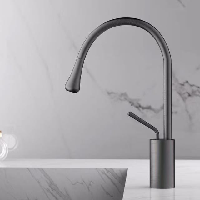 Grenzüberschreitender Europäischer Tropfhahn, Schwenkbarer Waschtisch-waschtischhahn Mit Warm- Und Kaltwasser Für Die Toilette, Bestseller - Anthrazitgrau [flaches Profil]