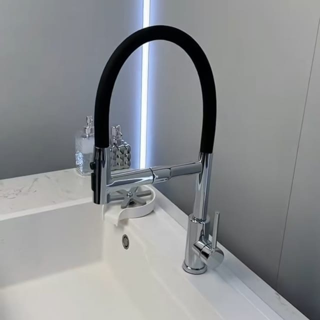 Küchenarmatur Mit Überbrückungsfunktion, Universelle Teleskop-schwenkarmatur Für Spüle/waschbecken, Hochdruck-auszieharmatur Für Warm- Und Kaltwasser – Universelles Magnetisches Rainbow-modell, Anthra