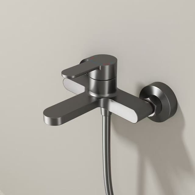 Thermostatische Vollkupfer-mischbatterie Für Duschköpfe Und Armaturen, 3-in-1-mischbatterie Mit Zwei Öffnungsrichtungen, Badezimmer-set – Verbesserte Ausführung In Anthrazitgrau [mit Zubehör]