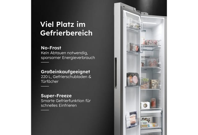 Haier Side-by-Side SBS Full Depth HSW79F18ANMM, 177,5 cm hoch, 90,5 cm breit, XXL-Kapazität: Über 600 Liter Fassungsvermögen