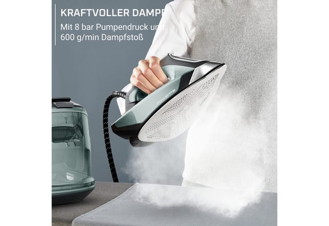 Rowenta Dampfbügelstation Force Pro 500, mühelose Textilpflege mit 2 Modi (MAX und ECO), 1800 ml Wassertank, sofortiger Dampf dank Quicksteam-Technologie, Kalk-Kollektor, VR9042