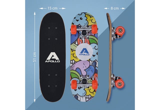 Apollo Skateboard Kinderskateboard 20" Kinder, Longboard, ABEC 3 und Aluminium Achsen