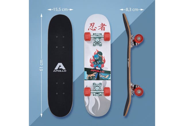 Apollo Skateboard Kinderskateboard 24" Kinder, Longboard, ABEC 3 und Aluminium Achsen