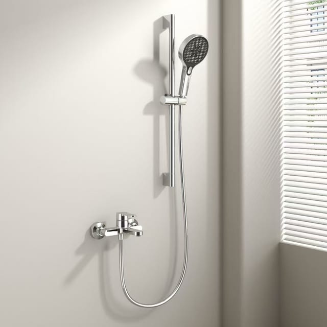 Badezimmer-set Mit 3-in-1-thermostatmischer Aus Kupfer (warm- Und Kaltwasser) Und Galvanisierter Oberfläche.