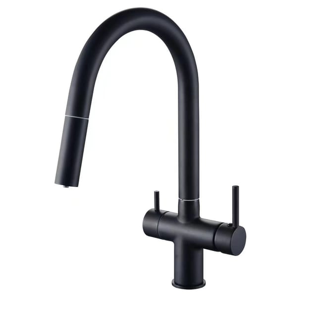 Küchenarmatur Mit Ausziehfunktion Komplett Aus Kupfer, Bestseller In Russland, Mit Sprühkopf, 3-in-1-wasserfilterarmatur Mit Doppelsteuerung Für Spüle/gemüsewaschmaschine Und Warm-/kaltwasser - Kupfer