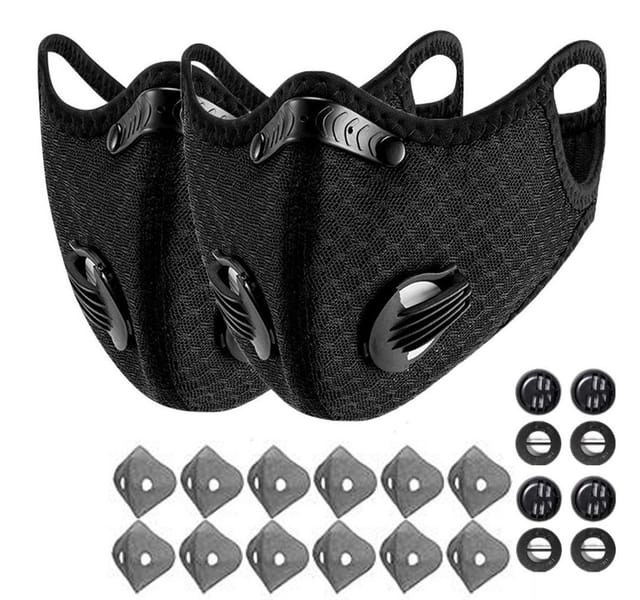 FANNOU Sturmhaube Halbgesichtsmaske Fahrrad Winddicht Sport Maske mit Filter (2-St) Ideal zum Skifahren, Radfahren, Motorradfahren, Skateboarden