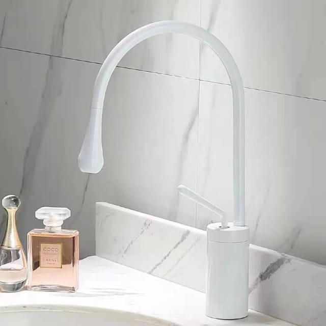 Grenzüberschreitender Europäischer Tropfhahn, Schwenkbarer Waschtischhahn, Waschbeckenhahn Mit Warm- Und Kaltwasser Für Toilette, Bestseller - Weiß [flaches Profil]