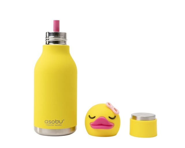ASOBU Trinkflasche Asobu Bestie Trinkflasche 460 ml, Tier-Design, isoliert, auslaufsicher, 460 ml, Vakuumisolierung, auslaufsicher, Silikon-Trinkhalm, Edelstahl