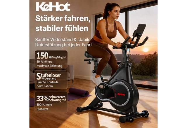 kehot Heimtrainer Heimtrainer Fahrrad mit App & 4kg Schwungrad (Verstellbarer Sitz & Lenker, max 150kg belastbar, LCD Display mit Puls, Zeit, Distanz & Kalorien), Leiser Indoor Bike Trainer für Zuhause Fitness
