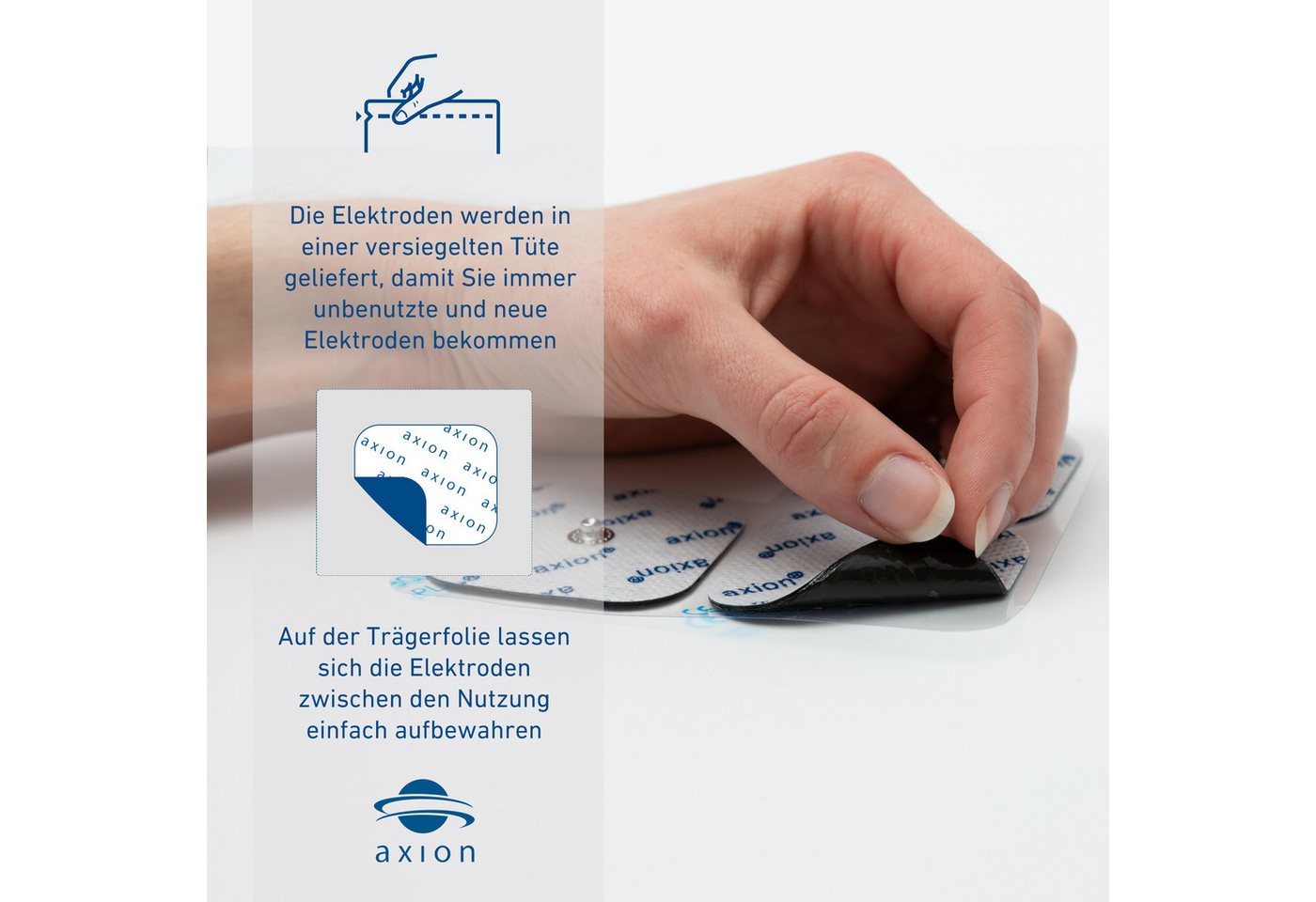 Axion Elektrodenpads passend zu Sanitas, Beurer - 10x5cm, 3.5mm Druckknopfanschluss, 12 St.,selbstklebende TENS EMS Elektroden für TENS EMS Geräte Bild 2