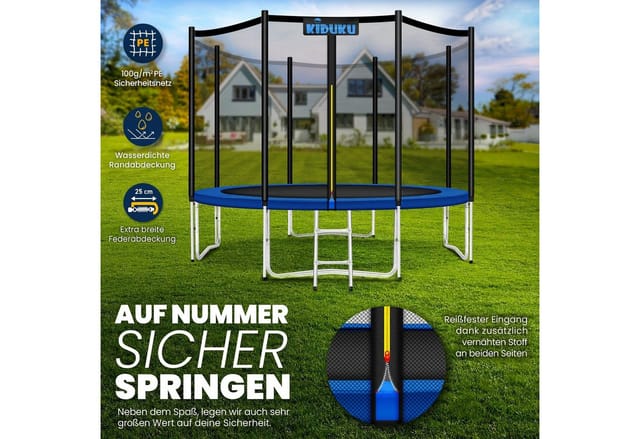 KIDUKU Gartentrampolin KIDUKU® Trampolin 244 - 427 cm Gartentrampolin Kindertrampolin Outdoor, Ø 366 cm, kg