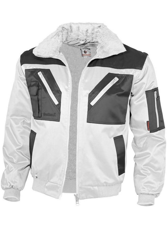 Qualitex Workwear Pilotenjacke Pilotenjacke zweifarbig weiß/grau, Gr. S