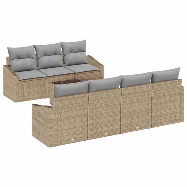 Terrassensofa - Sofa Set Mit Kissen 8 Pcs Beige Und Grau Poly-rattan