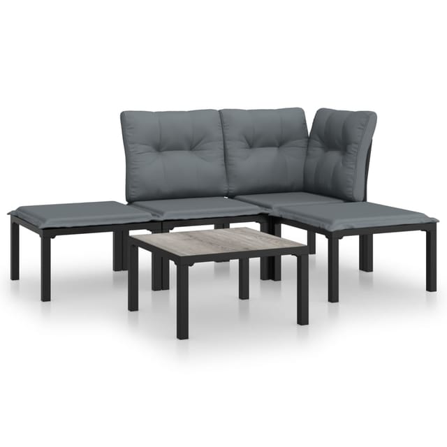 Maison Exclusive - 5-tlg. Garten-lounge-set Schwarz Und Grau Poly