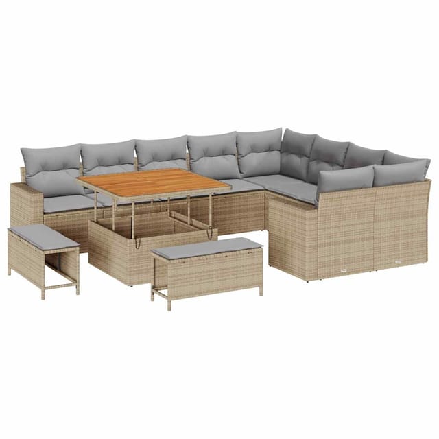 Maison Exclusive - Gartensofa-set 13 Stk. 12-sitzer Beige Und Hel