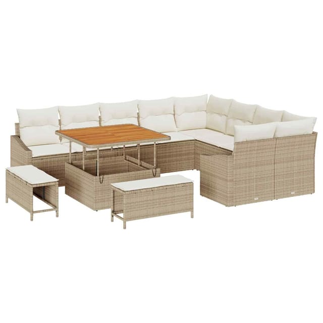 Maison Exclusive - Gartensofa-set 12 Stk. 7-sitzer Beige Poly Rat