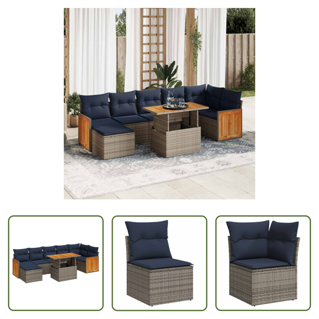 Vidaxl Rattanmöbel - 8-tlg. Garten-sofagarnitur Mit Kissen Braun Poly Rattan Akazie