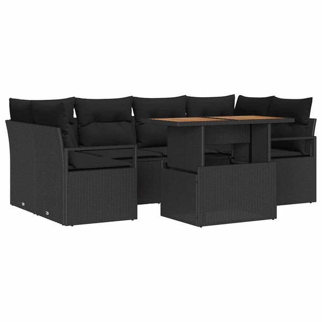 Maison Exclusive - Garten-sofa-set 7 Stk. 6-sitzer Schwarz