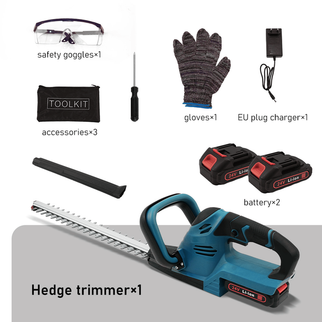 Une Taille-haie Sur Batterie 51 Cm, Avec 2 Batteries 24 V Et Chargeur, Pour Haies Et Arbustes, Coupe Nette Au Jardin
