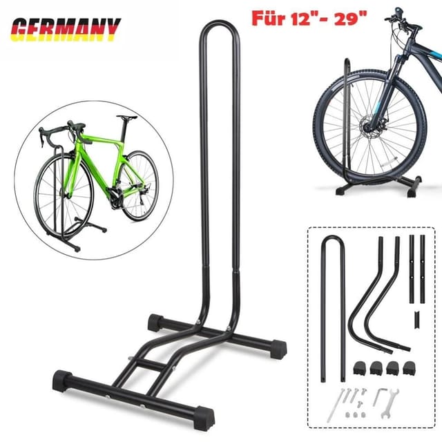 Support Vélo Réglable Pour Sol, Compatible Roues 12 À 29 Pouces, Stationnement Stable Et Entretien Facile, En Acier Robuste