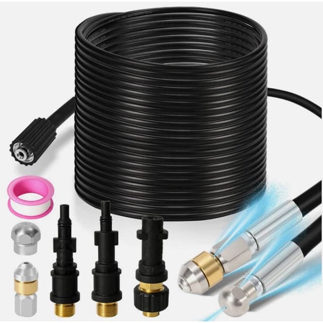 Lot De Nettoyage De Tuyau Haute Pression 15 M, 160 Bar, Compatible Kärcher K2 K3 K4 K5 K7, Tuyau Flexible Et Résistant