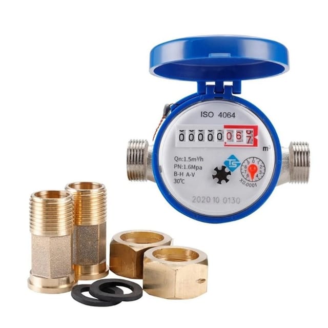 Compteur D'Eau Professionnel Avec Raccords En Cuivre, Mesure Précise De Consommation, Contrôle Fiable De L'Eau Domestique
