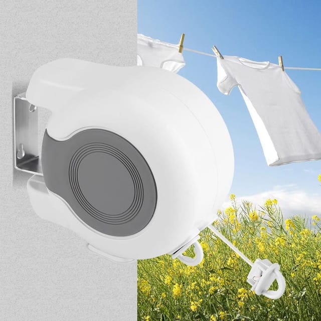 Étendoir À Linge Double Télescopique 13 M Mural, Séchage En Intérieur Et Extérieur, Pliable Et Montage Rapide Sans Outil