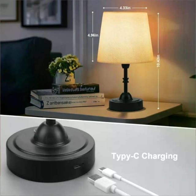 Lampe De Chevet Tactile Sans Fil, À Intensité Variable, Abat-jour En Tissu, Led Rechargeable, Lumière Chaude, Éclairage Doux