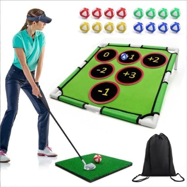Jeu De Golf Avec Tapis De Chipping, Filet Cible Et Tableau D'Affichage, Entraînement Intérieur Et Extérieur, Putt Et Swing
