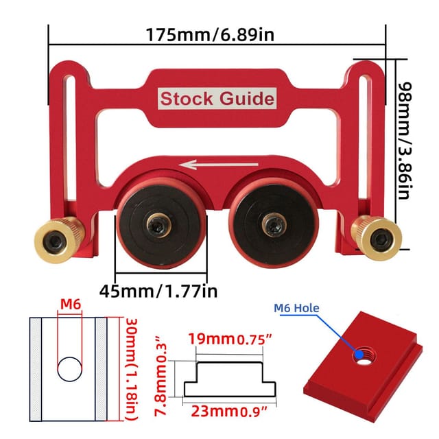 Plaque De Guidage Pour Scie Circulaire Sur Table, Travail Du Bois, Rouleau À Double Roulement, Presseur À Ressort Rouge