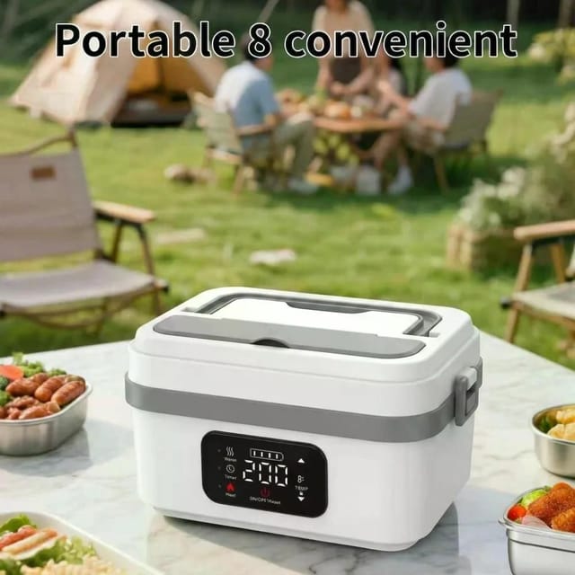 Boîte-repas Électrique Portable Sans Fil Rechargeable Avec 4 X 4000 Mah Batteries, Autoschauffage, Pour Travail Et Voyages